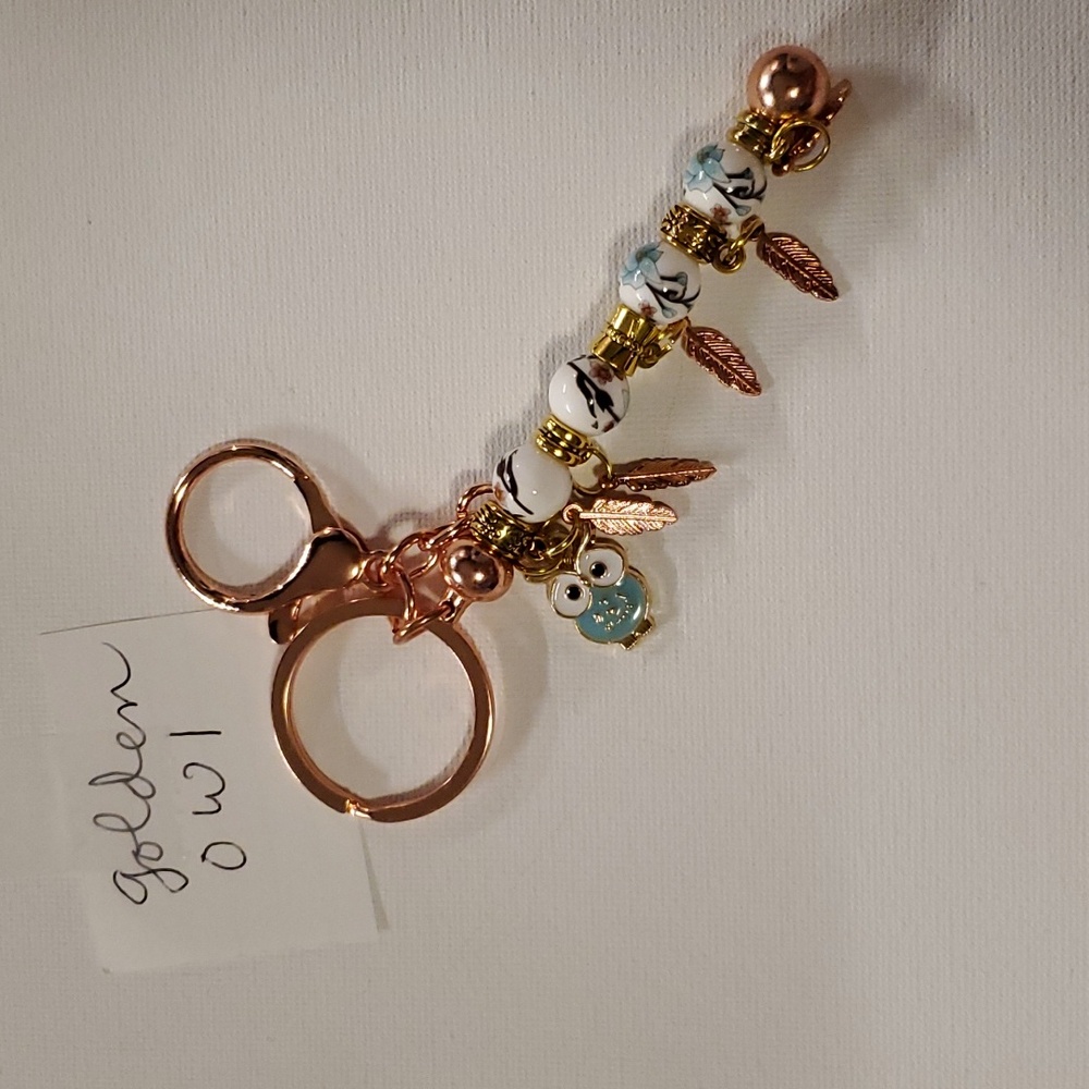 Hand Crafted *Beaded and Charmed* Purse Charm/Keychain